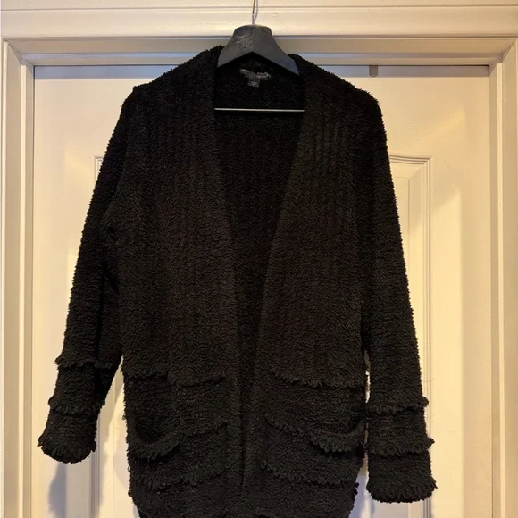 Cozy Black Women's Sweater - Barefoot Dreams Cozychic L - Picture 1 of 7
